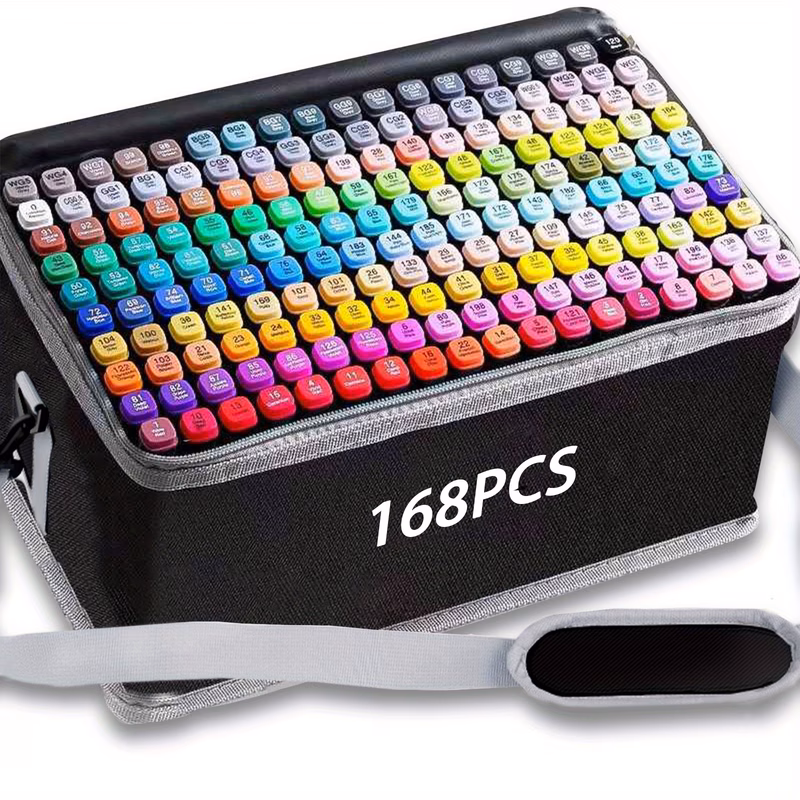 80 120 168 colours alcohol markers art toy for kids dual tip permanent sketch based art markers high pigment drawing markers with marker organizer grid portable storage case with handle creative toy g
