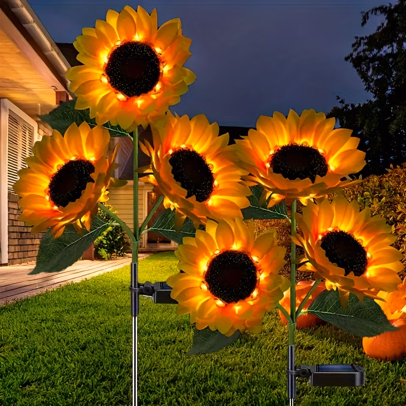 solar powered led sunflower garden lights realistic night glowing for decoration of courtyards lawns homes patios and energy saving outdoor lighting garden lighting decorative solar lights solar garde