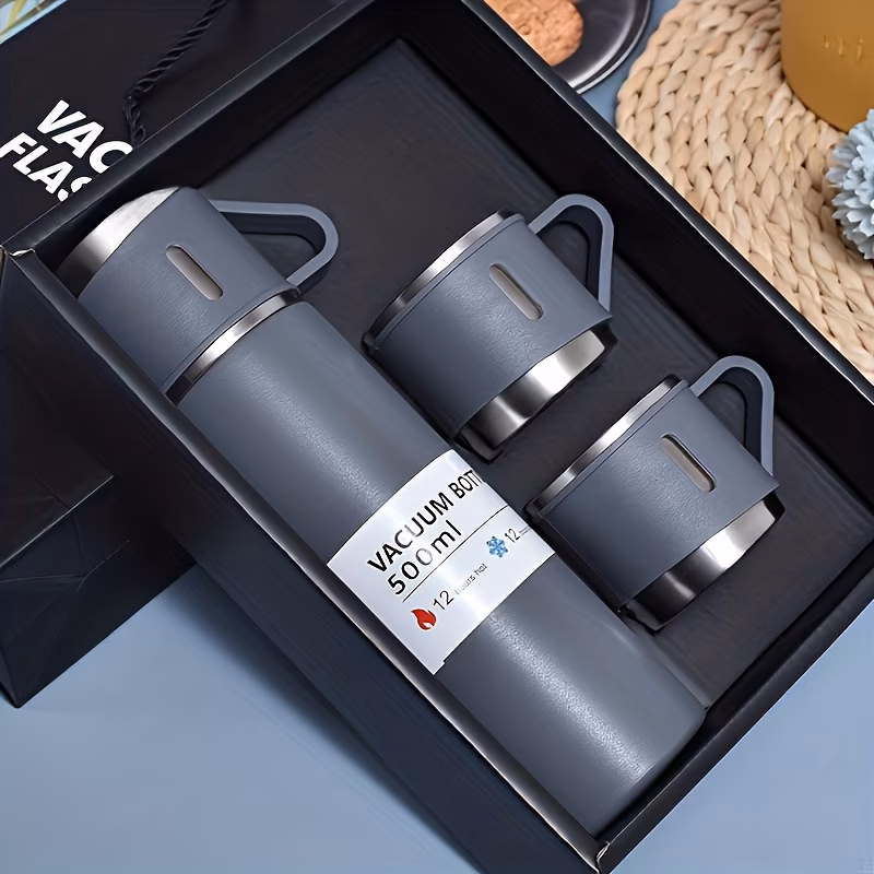 1 set matching couple insulated bottle cup water bottle gift set with 3 lids 304 stainless steel insulated bottle mugs matching drinkware for him her for home wedding anniversary gift hand wash only r