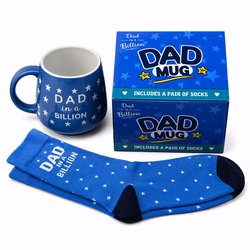 fathers day dad in a mug and socks gift set