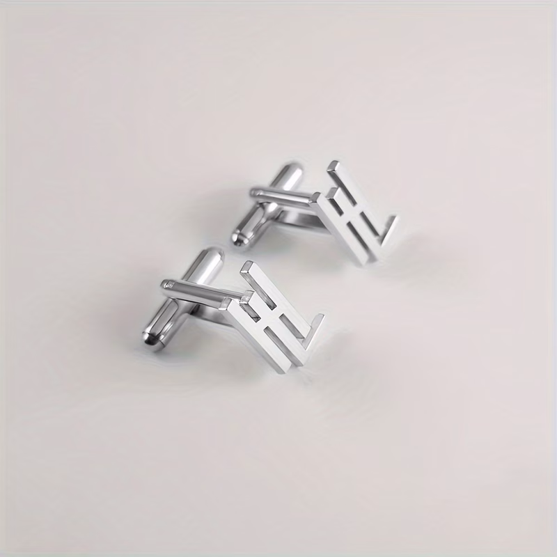 customize a pair of letter cufflinks stainless steel minimalist double cross letter gentleman cufflinks mens suit shirt cufflinks popular jewelry gift for him language to english
