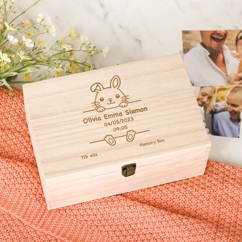 custom lidded storage box personalized wooden gift box for storage birthday gift box newborn keepsake box personalized birth gift christening gift keepsake memory box rectangular souvenir box home dec