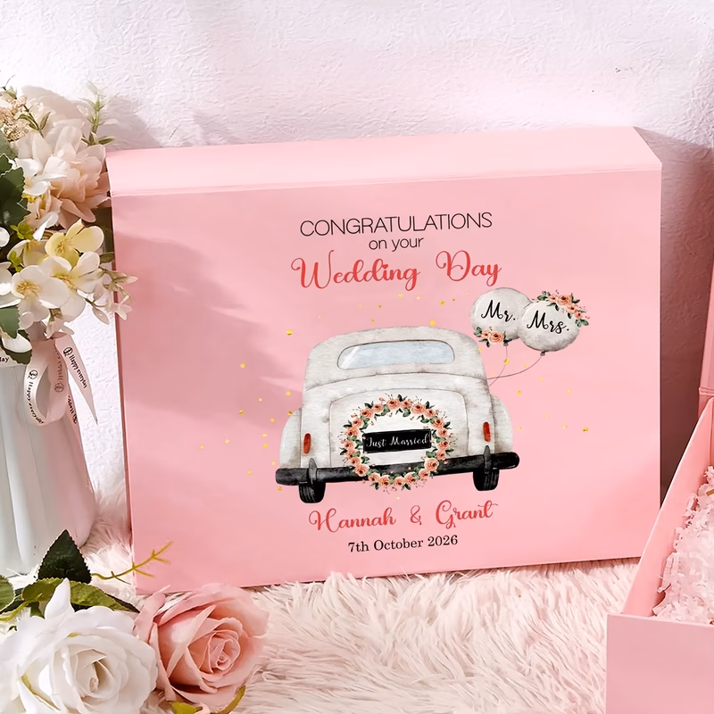 customized personalized wedding gift box name engraving bride and groom custom commemorative gift box bridal party gift box bridesmaid proposal wedding box elegant satin ribbon wedding organizer anniv