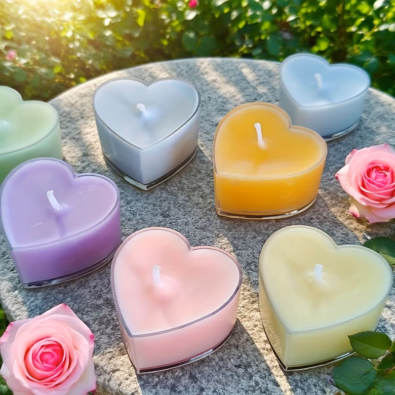 12pcs multi color tea candle products from soybean wax heart shaped tea wax 6 types of scented candles suitable for halloween christmas valentines day birthdays weddings engasynthetic gemstoneent gift