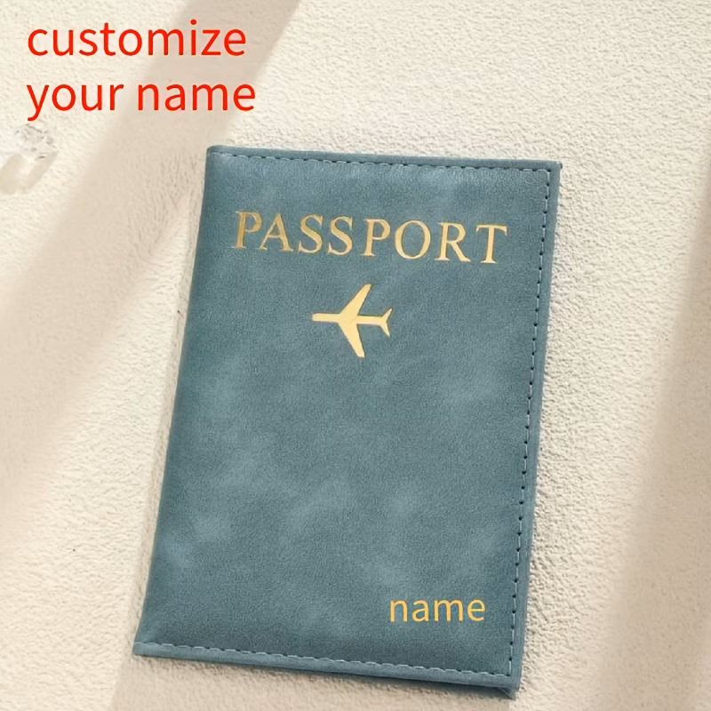 1pc customizable pu passport cover for outdoor travel and lightweight couple diy personalized passport holder with hot stamping design and name printing