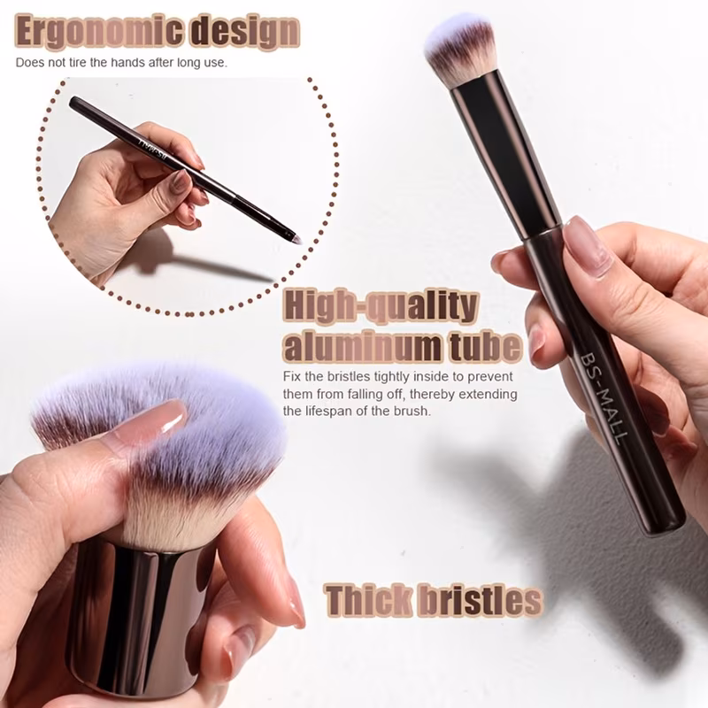 professional 22pcs makeup brush set with large bag silvery metal mixing palette and 2 high end full face