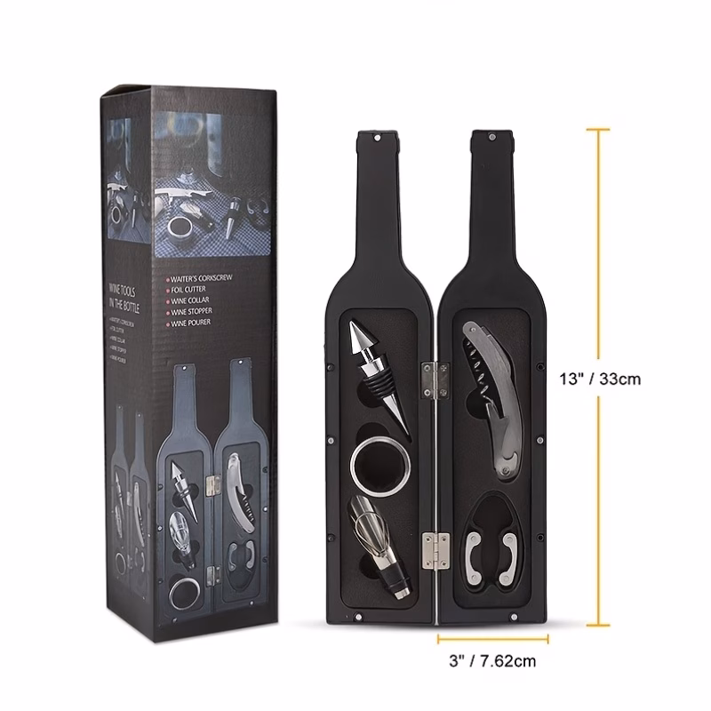 wine bottle shaped opener set 5 in 1 wine tool kit for home bar