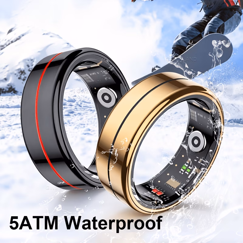 smart ring fitness sleep monitor wireless 15mah size 8 18mah size 11 12 13 battery capacity wave photo 5atm stainless steel perfect gift for men and women ideal for parties holidays and special occasi