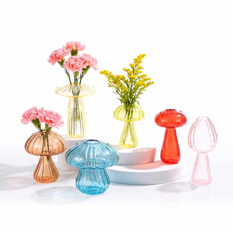 5 6pcs glass mushroom propagation stations planter jars round mushroom shaped vase suitable for indoor plants air purifying houseplants propagation hand washable glass jars decorative gift for plant l