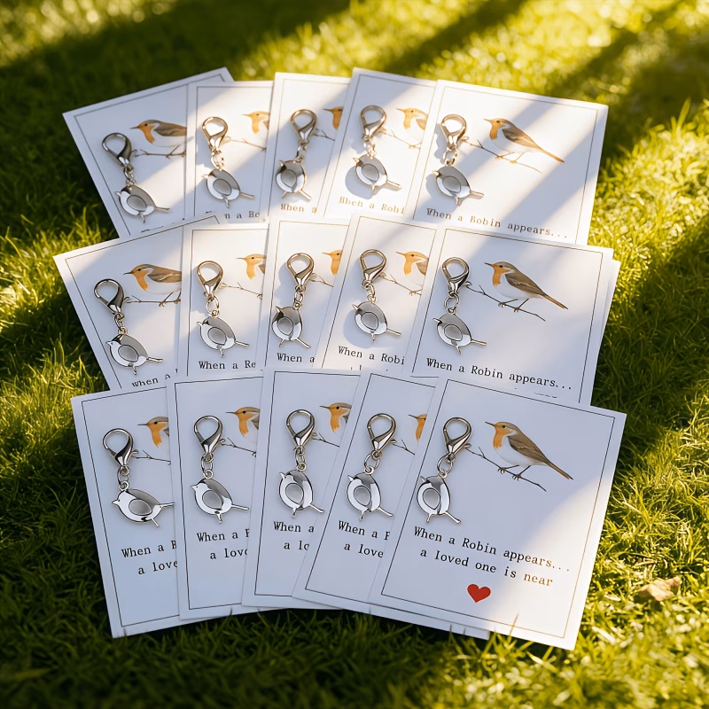 15pcs set 15 cards 15 keychains bird keychain with commemorative card when a sympathy gift to condolences for the loss of a suitable for mothers day christmas and as a memorial bag charm