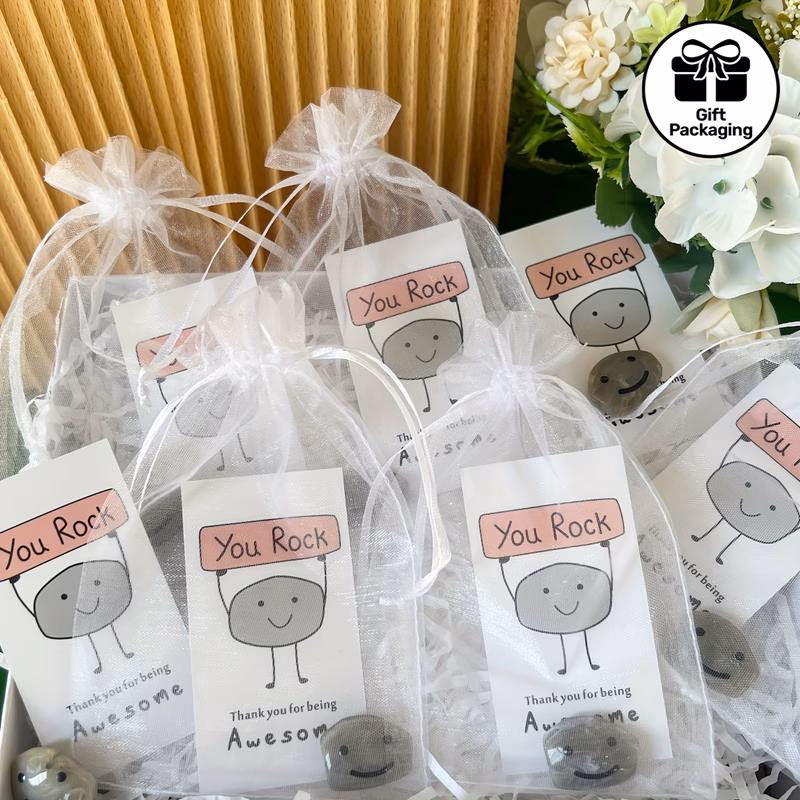 31pcs inspirational resin stone gift set with 10pcs resin stone gift 10pcs card 10pcs organza bag face sticker for being bulk employee appreciation party favor gifts for team coworker graduate rock lo