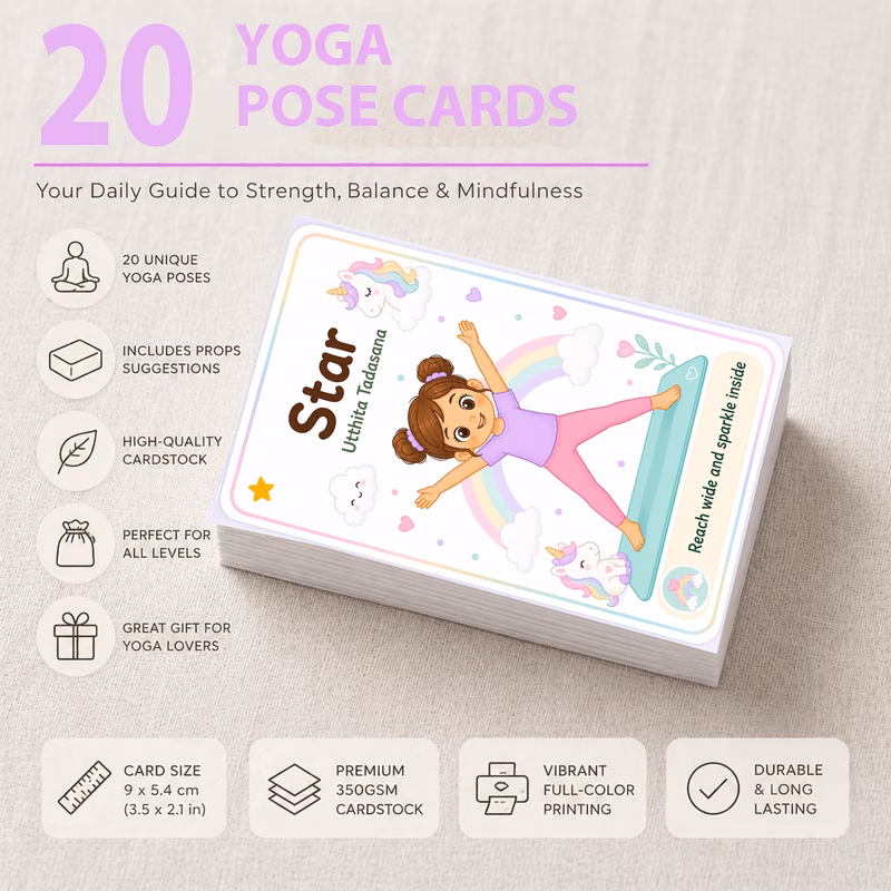 20pcs cards for women and beginners ow themed yoga flashcards with stretching and relaxation exercises mindfulness t ining workout and