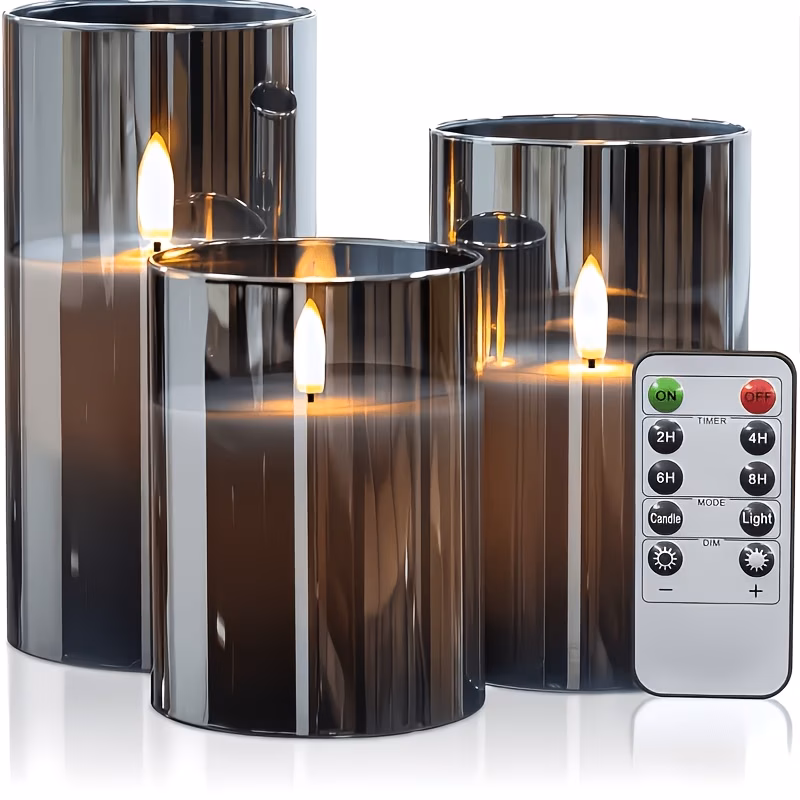 3d wicking flameless column led candles with remote timer battery powered 3pcs white real wax candles set with realistic flickering flames for party wedding and home decoration