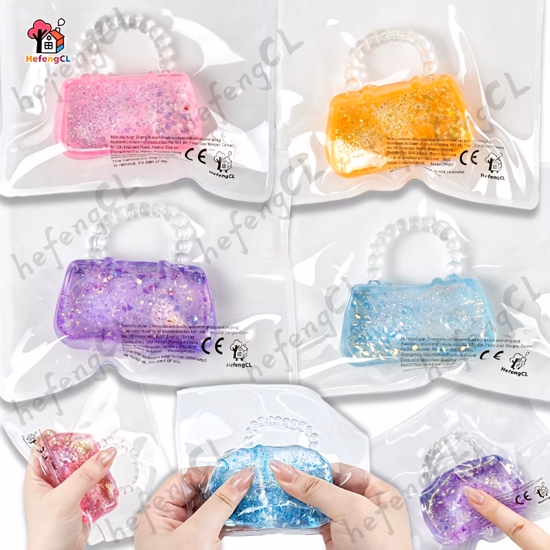 hefengcl 1pc glitter handbag toy random purse squeeze fidget toy with beaded handle individually wrapped bag charm for backpacks party favors stuffers classroom prizes prize box rewards and small nove