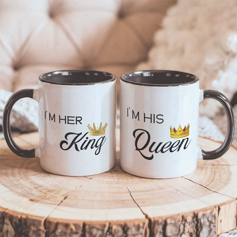 set of 2 ceramic coffee mugs each 11oz designed for couples with a theme perfect matching gift for anniversaries weddings christmas new year valentines day or birthdays