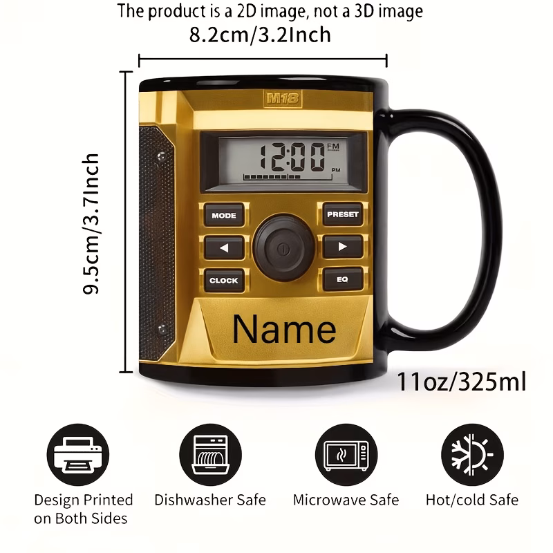 1pc 11oz custom name golden radio themed mug with 2 personalized name customization coffee tea cup elegant golden coated mug suitable for home office parties birthday valentines day