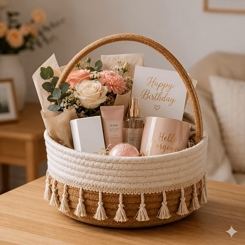 1 2pcs bohemian style storage baskets baskets with hanging handles suitable for living room decor shelf storage holiday gift baskets souvenirs gifts for party gifts etc shelf baskets