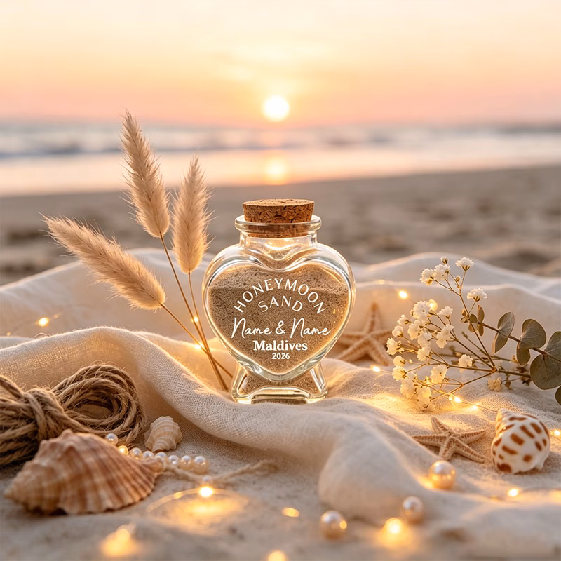 1 honeymoon heart sand bottle customizable text heart bottle small travel sand memory bottle wedding bride gift romantic couple beach creative gift beach souvenir