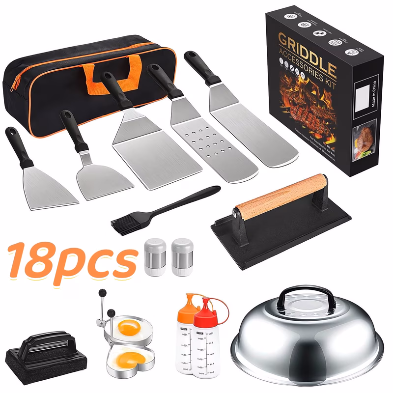 9pcs 18pcs stainless steel barbecue tool set for outdoor camping and bbq cooking equipment