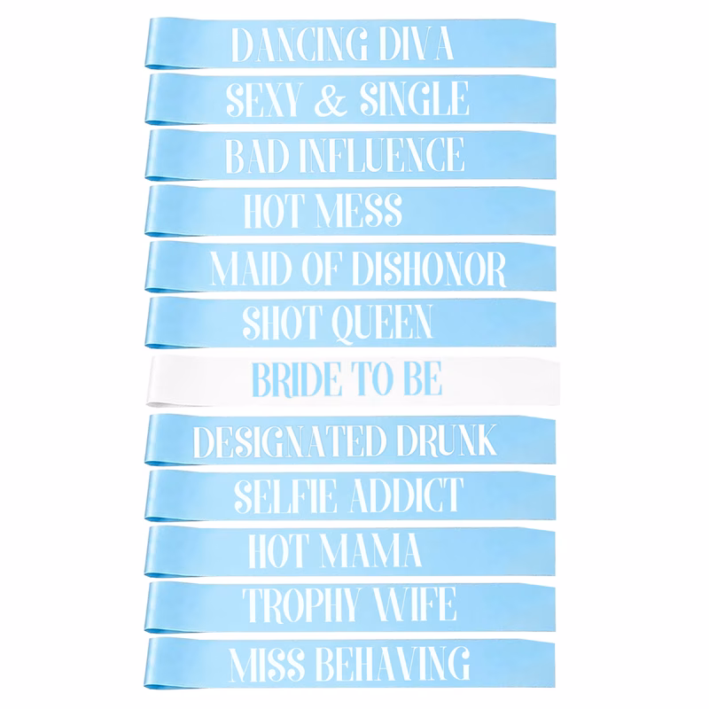 12pcs white and and bridesmaid sash party supplies set wedding bachelorette gift sash decorations womens bride and bridesmaid party supplies