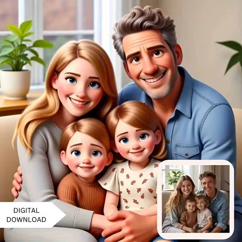 2d flat custom 3d cartoon portrait acrylic personalized couple photo gift high quality square wall desktop decoration suitable for bedroom living and office display