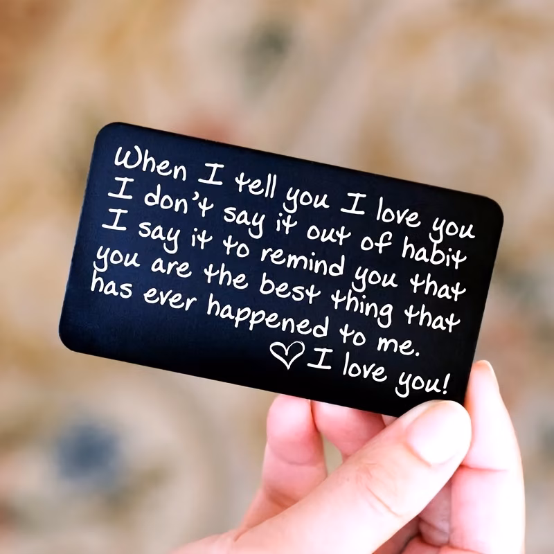 engraved i love you wallet card wallet insert a gift for the room from the husband a wallet insert in black for the anniversary