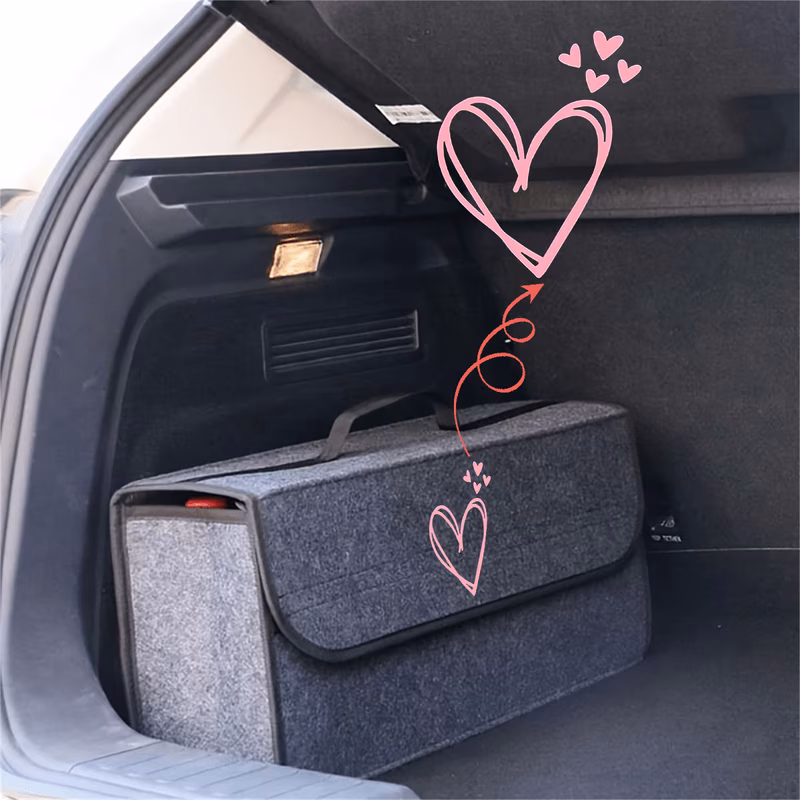 1pc large capacity car trunk storage box foldable felt fabric organizer bin with lid and handle for suv auto vehicle interior tidy organization