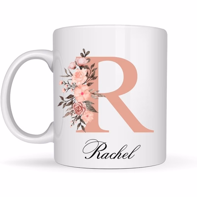 personalized mug with initial name double sided print 11oz ceramic coffee cup monogram letter gift for women mom dad friends birthday christmas valentine s day