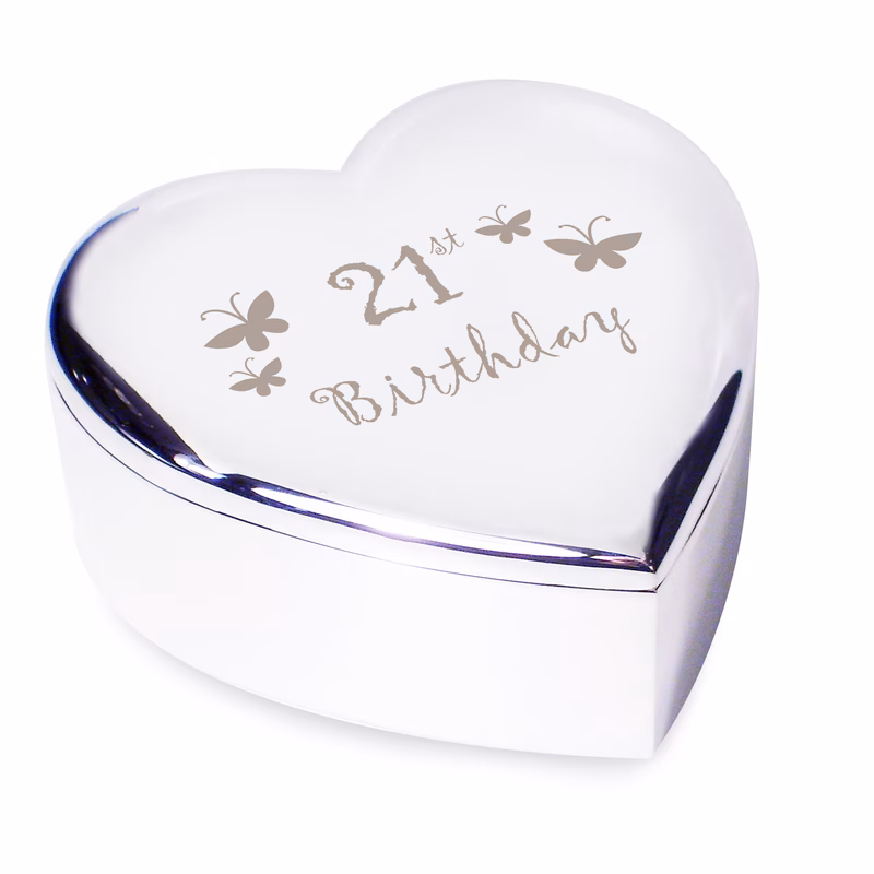 21st butterflies heart trinket box