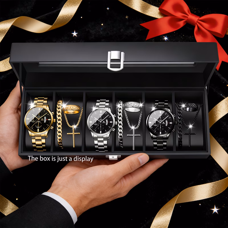 12 mens watch set 3 stylish watches matching color accessory set suitable for daily wear parties valentines day easter christmas halloween ramadan gifting for mens gift