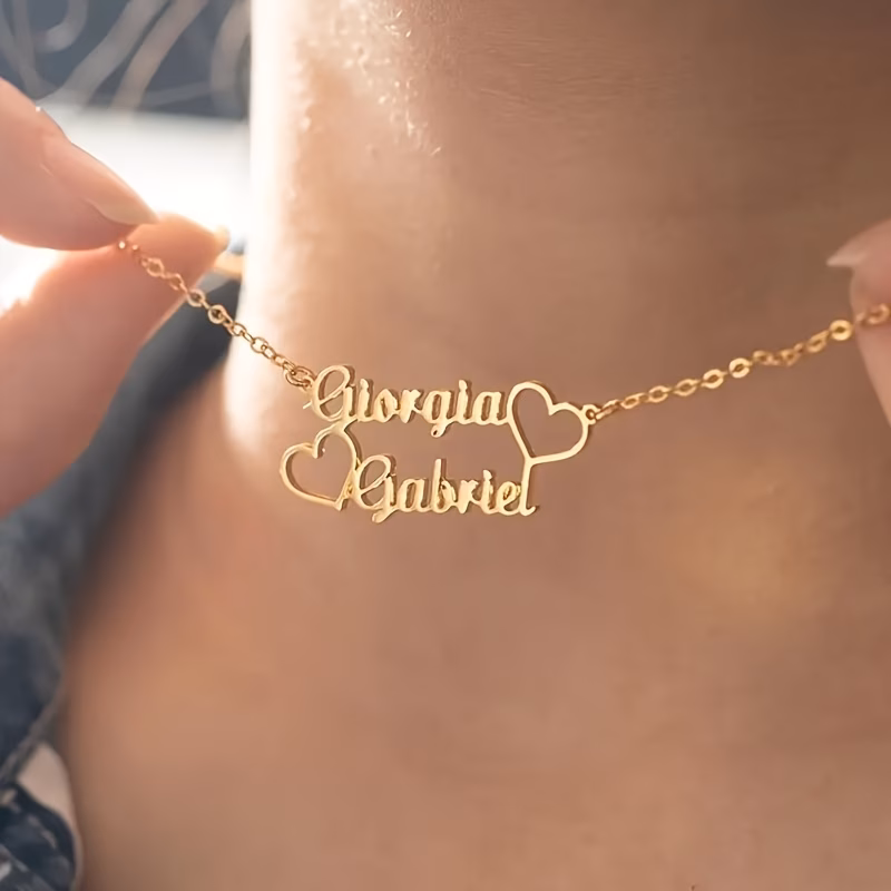 personalized love heart shaped name necklace for women customizable with english letters choose from to create a custom name stainless steel pendant with a cut out name perfect as a gift for friends c