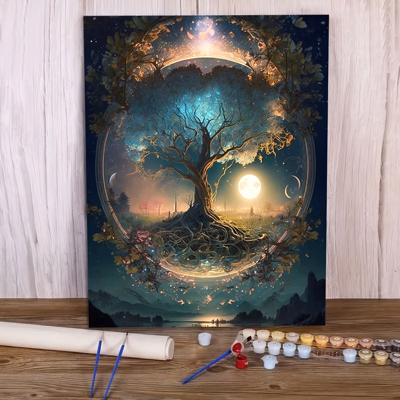 professional art use paint by numbers kit for beginners 16x20 40x50cm color canvas easy diy tree theme acrylic painting set home decor gifts for birthdays fathers day christmas mothers day professiona