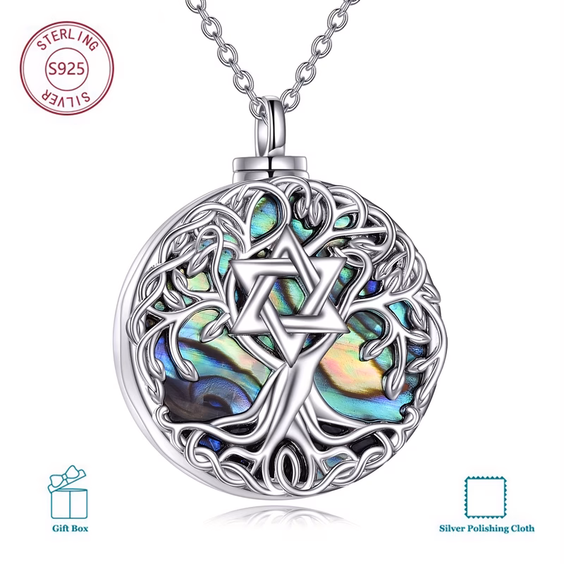 yfn tree of life sterling silvery star of david tree pendant abalone shell celtic keepsake jewellery gifts for women men