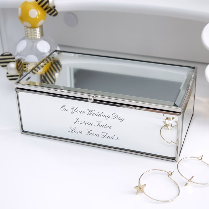 personalised any message mirrored jewellery box