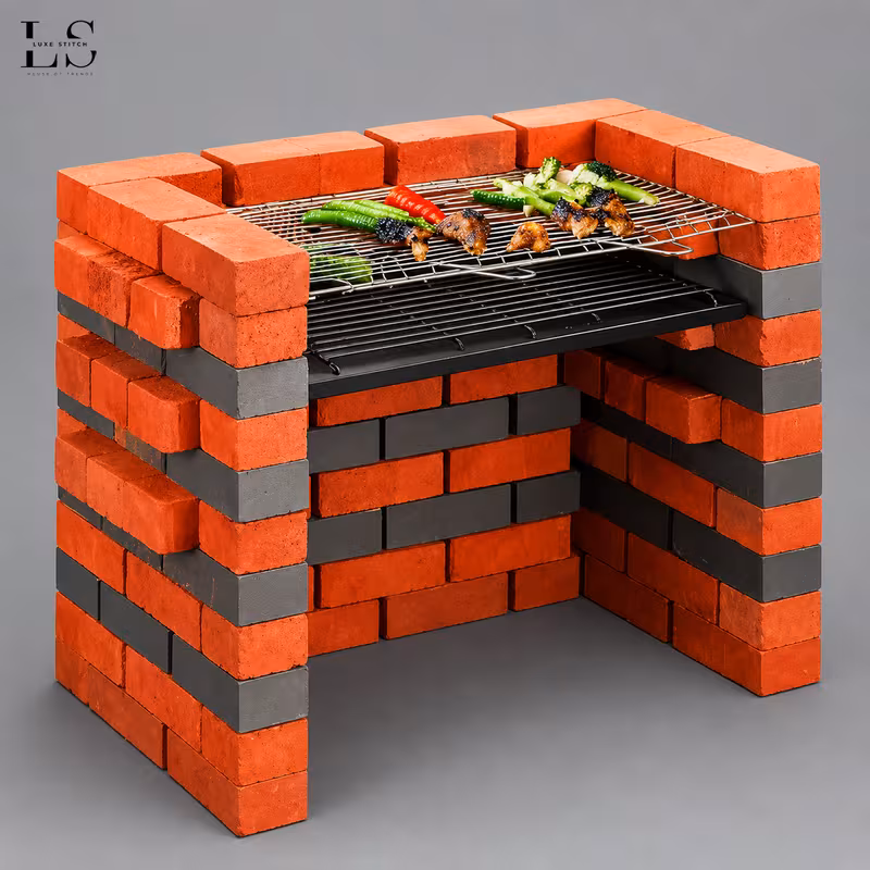 diy brick charcoal kit stainless steel cooking grill rack with ash tray for outdoor garden bbq cooking 2 piece grill rack