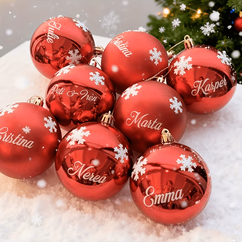 customized christmas ornament ball personalized name decoration decor red hanging ball unique santa claus gift