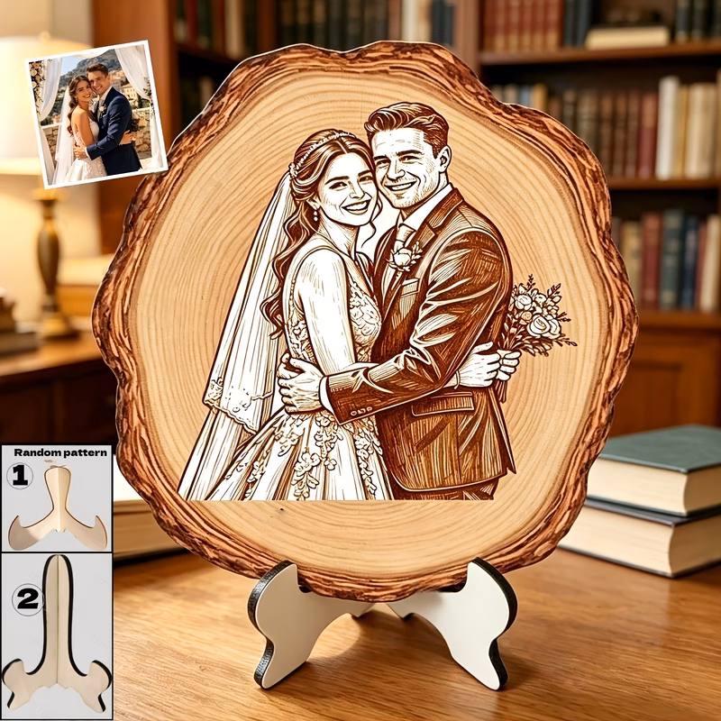 custom photo wooden vintage wood grain pattern plaque home decor ornament valentines day mothers day fathers day gift keepsake base