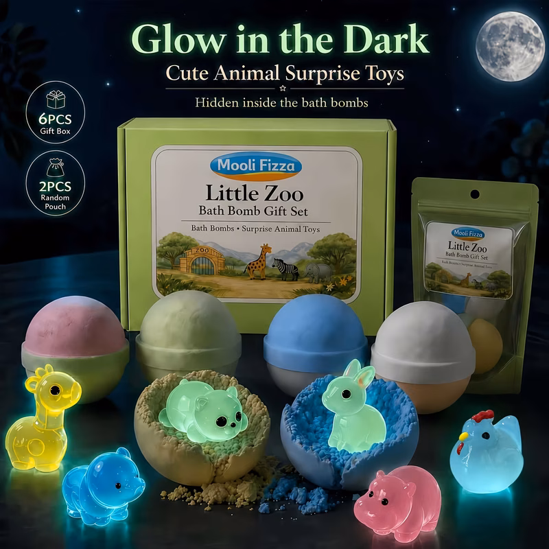 gift set for 6pcs full set gift box and 2pcs random 2 of 6 styles with glow in the dark surprise animal toys birthday christmas easter halloween gift for