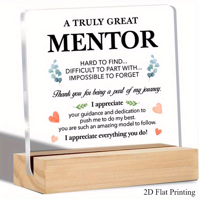 2d flat great mentor appreciation award sign with wooden stand transparent acrylic desk plaque suitable for birthdays retirement gifts farewell presents table centerpiece decor for home office study m