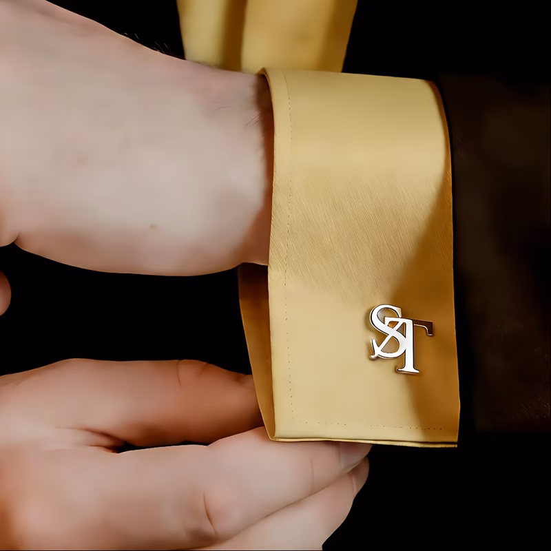 1 pair of custom initial cufflinks personalized daily party holiday gift suitable for travel and daily wear accessories brooch high end elegant fashion cufflinks 304 stainless steel cufflinks