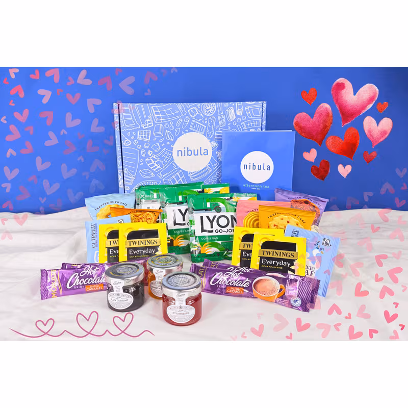 valentines day afternoon tea hamper gift set coffee hot chocolate biscuits box romantic gift with clipper