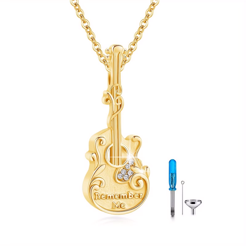 guitar sterling silvery pendant necklaces guitar necklace guitar keepsake jewellery gift for women men guitarist music lovers mothers day jewelry gifts