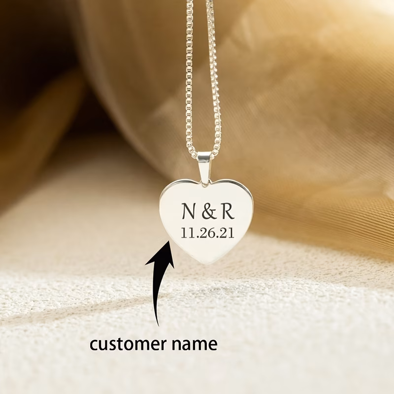 customized heart shaped necklace personalized initial necklace custom date necklace for women couple gifts valentines day golden christmas gift for wife rose autumn style vintage unisex trendy gothic