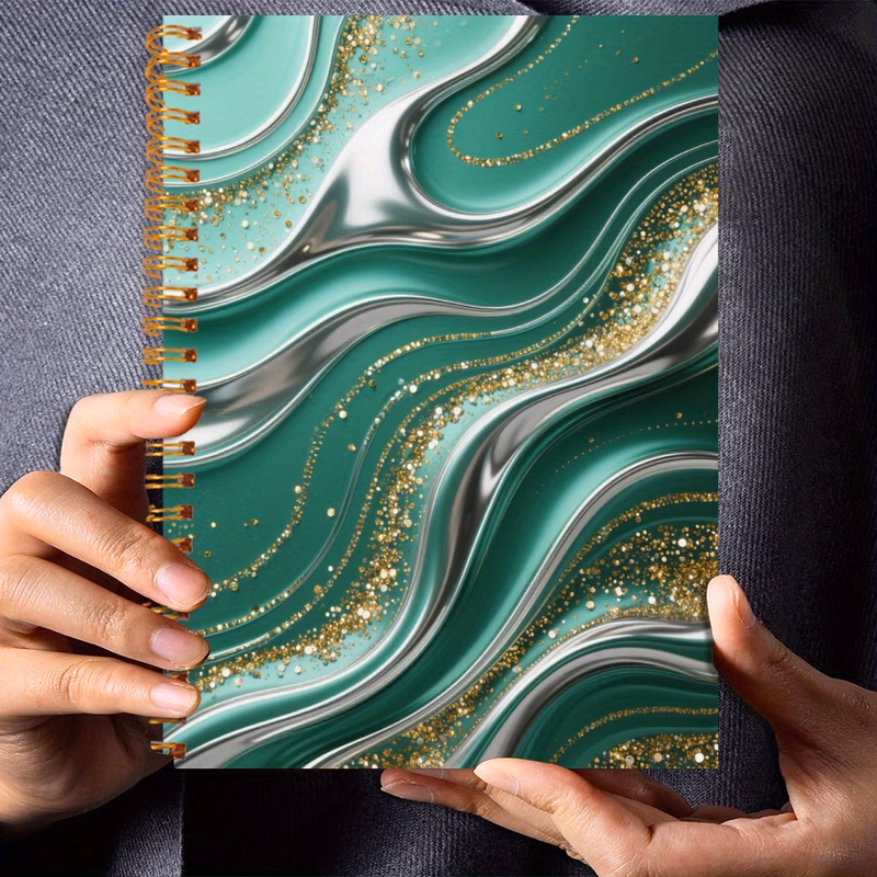 1pc 5 5x8 3inch stunning spiral notebook with green golden and nature inspired writing and mindfulness journals