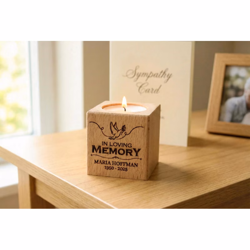 guest memorial wooden candle keepsake custom engravable life remembrance candle holder memorial gift in memory of the personalized sympathy gift bereavement condolence memorial wooden candle farewell