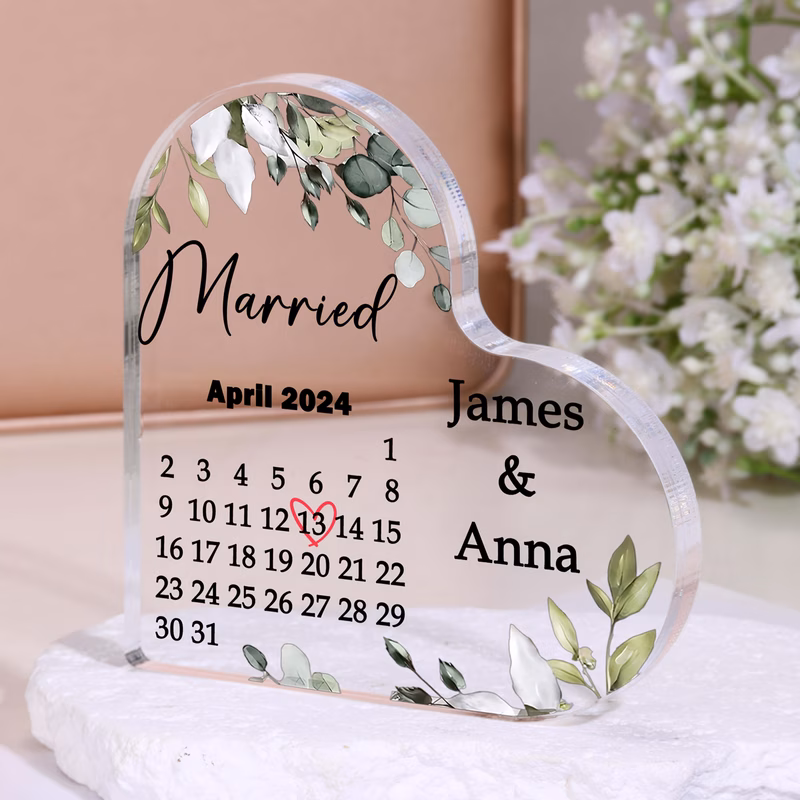 2d flat personalized wedding gift married calendar acrylic plaque wedding gift for couple married plaque gift for couple wedding keepsake gift