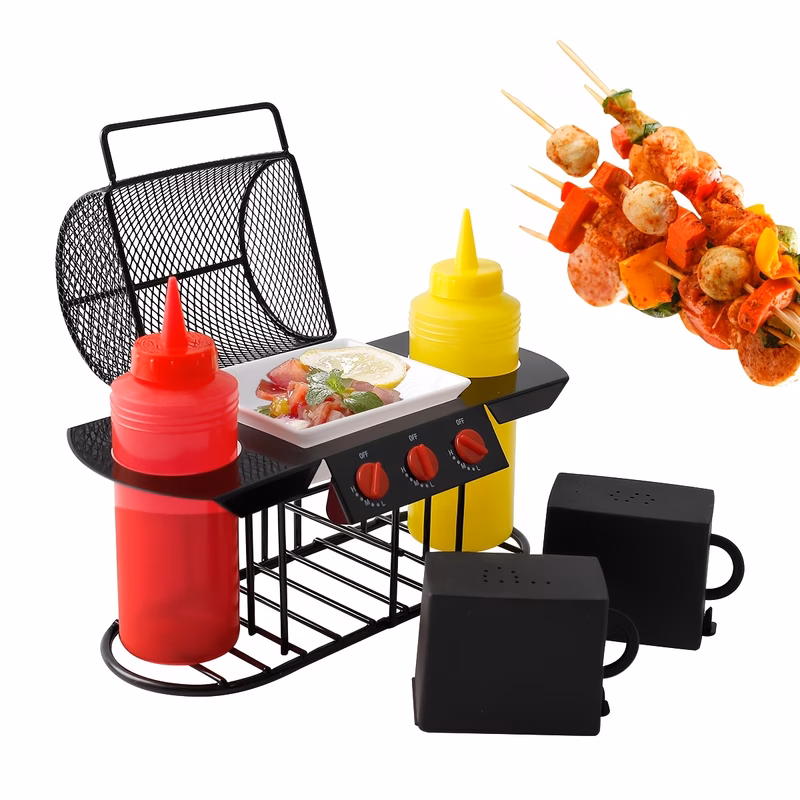 1set bbq basket seasoning rack wrought iron outdoor picnic meal seasoning storage basket bbq seasoning rack bbq tool kit dipping dish seasoning bottle dipping box storage rack