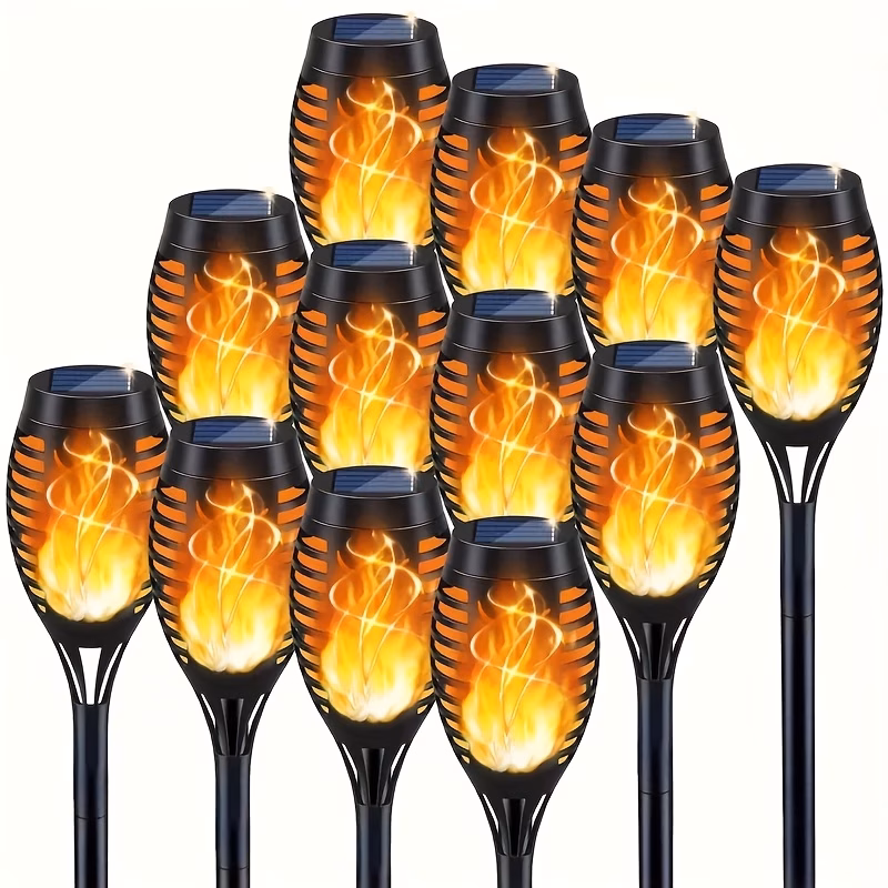 6 8 12pcs solar torch lights outdoor light with vivid dancing flickering flames for landscape garden pathway auto on off for christmas decor ideal for christmas gift