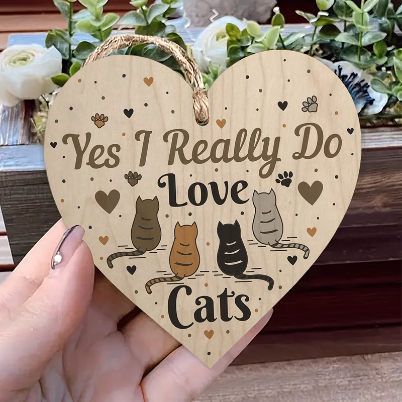 2d flat 1pc 2d flat wooden sign ideal for cat lovers home and office decor best for holiday gifts