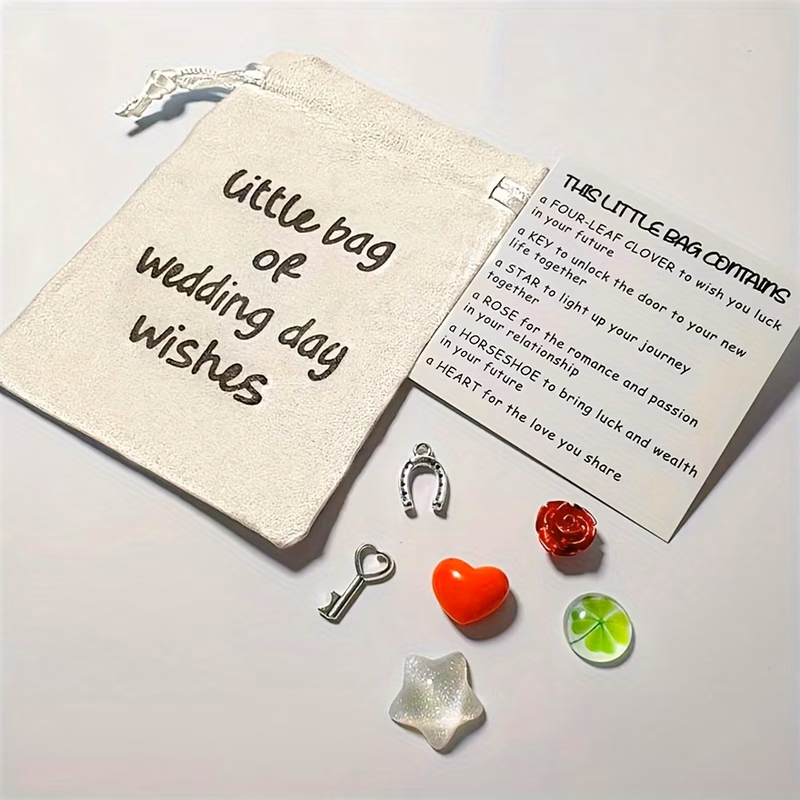 wedding bag gift set with metal alloy charms resin rose 8pcs small keepsake gifts for bride groom and engagement party